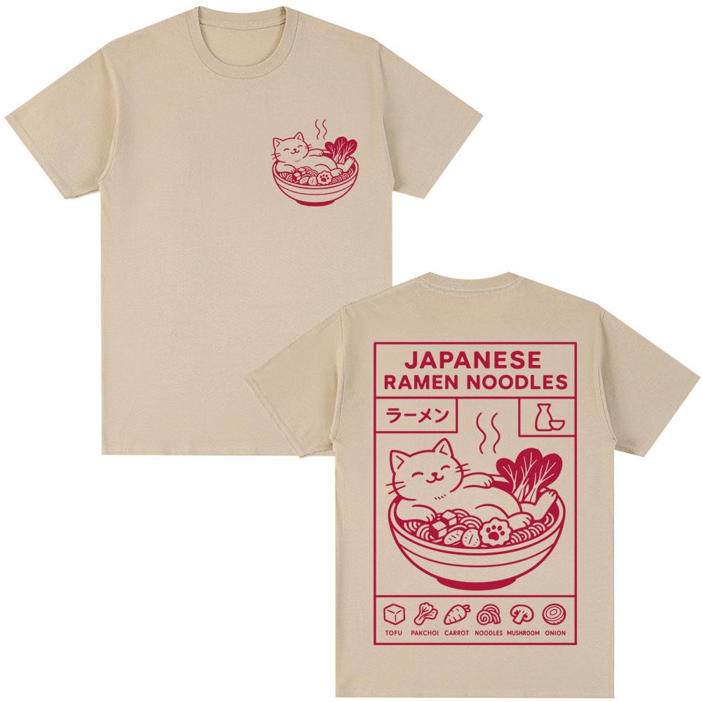 

Japanese Style RaUnisex Noodles Cat Funny Tshirts Unisex Women Fashion Harajuku High Quality T Shirt Oversized Cotton Casual Tshirt 4XL