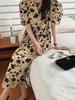 Korean Style Puff Sleeve Floral Midi Dress for Women