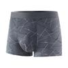 Men Boxer Underwear Elastic Mid-Waist Design Tight Cut Shorts Briefs Lines Print U-Convex Panties