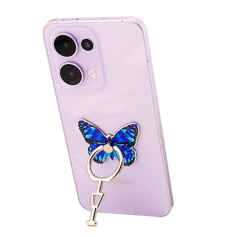 Butterfly Ring Holder: Full Metal Vertical Phone Stand, Cartoon Design for Women.