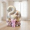53pcs Bow Horsehead Theme Balloon Cream White Number 1-9 Balloons for Children's Birthday Party Room Decoration Balloon Supplies