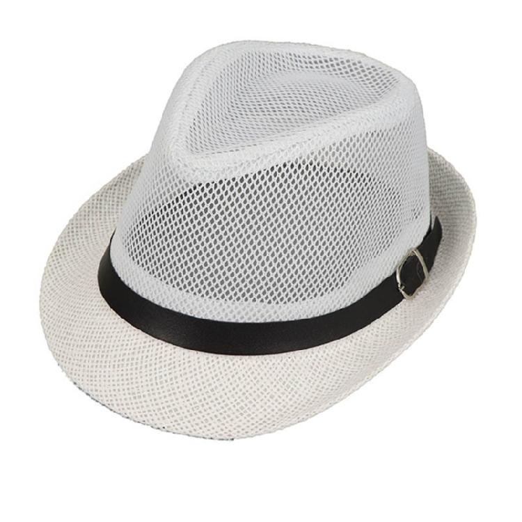 British Style Trilby Hat Straw Weaving Fedoras Hat for Gentlemen Camping Travel