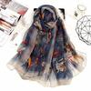 Fashion Women Flower Print Long Soft Wrap Scarf Simulation Silk Shawl Scarves
