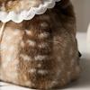 Deer Spot Fluffy Shoulder Bag Soft Plush Backpack Casual Drawstring School Bag  Autumn Winter