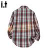 :CHOCOOLATEit Men's American Style Loose Fit Plaid Long Sleeve Shirt