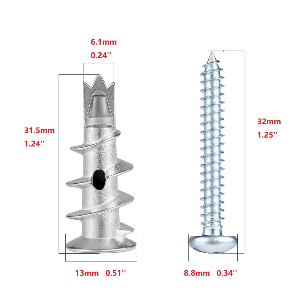 110-Piece Zinc Alloy Spiral Expansion Tube for Gypsum Board