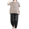 2 pezzi/set vestito estivo manica corta abbigliamento sportivo traspirante alla moda madre di mezza età stampa geometrica vestito vintage streetwear