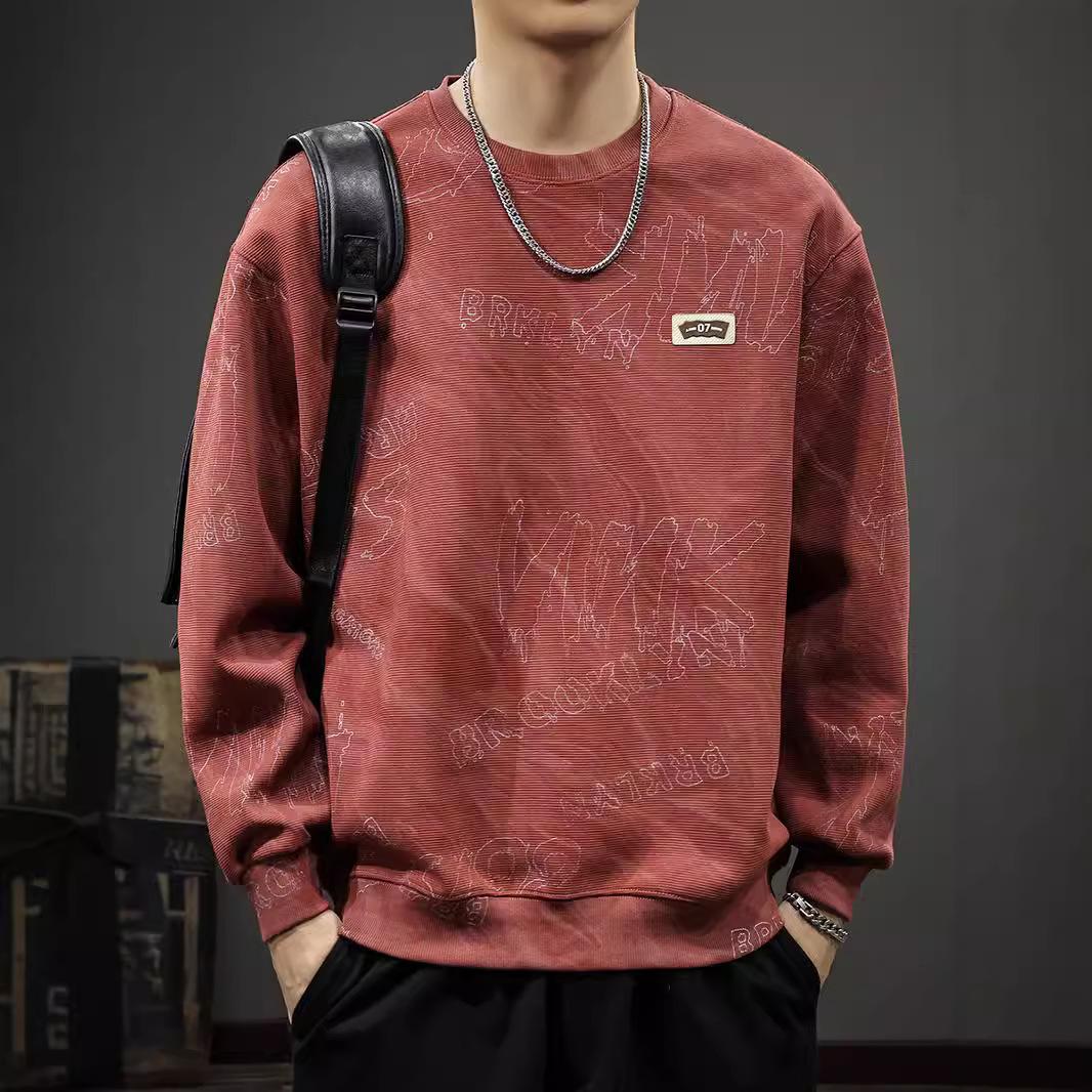 Осенний тяжелый облачный вымытый свитер мужской американский хулиган красивый длинный — фото 4