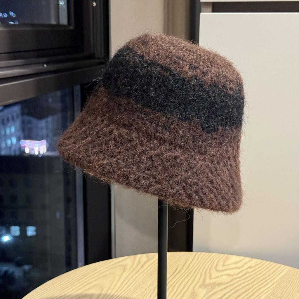 New Knitted Dome Fisherman Hat for Women in Autumn and Winter All Match Face showing Small Korean Style Simple Woolen Hat Warm Hat Trendy