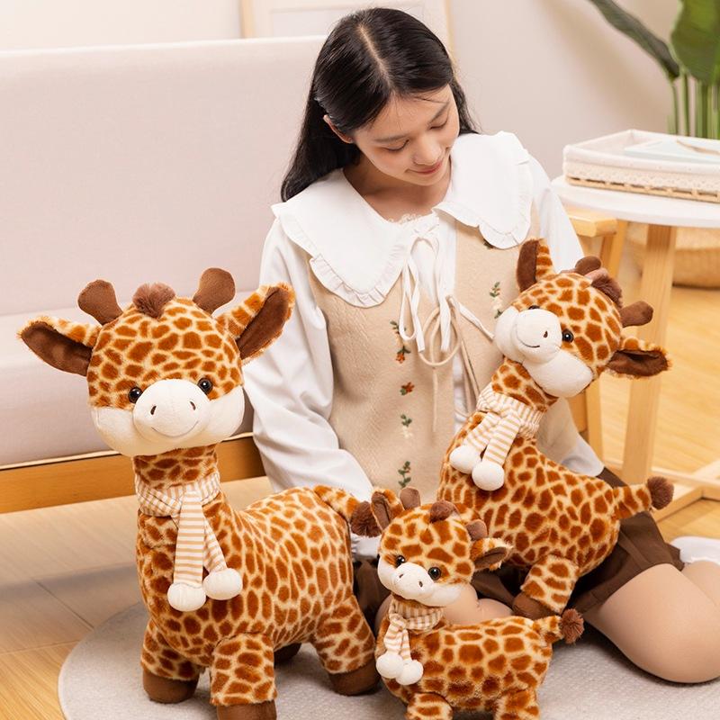 Simulation Scarf Giraffe Doll Cute Sika Deer Doll Plush Toy Deer Doll Children's Gift