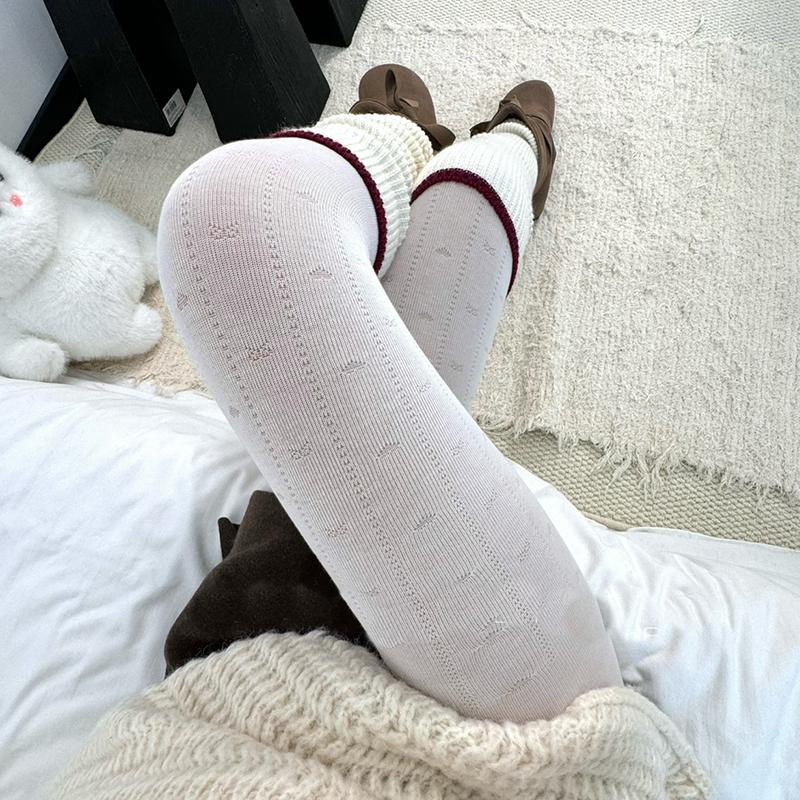 Lolita Herz Jacquard Strumpfhose Damen Herbst Winter 80D Mode Retro Muster Lochmuster Schleife Socken Leggings Strumpfhose 2025