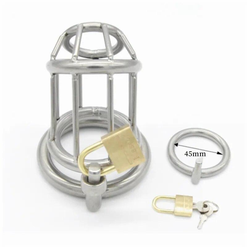 Male Stainless Steel Chastity Device Penis Ring Cock Cage With Padlock Adult BDSM Sissy Slave Bondage Game Alternative Sex Toys