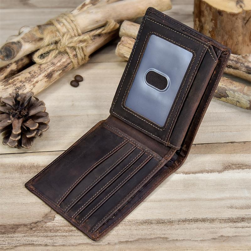 Newsbirds Men Wallet Genuine Leather Soft Short Purse Crazy Horse Leather Male Wallets Vintage Card Holders for Men 2026 Hot