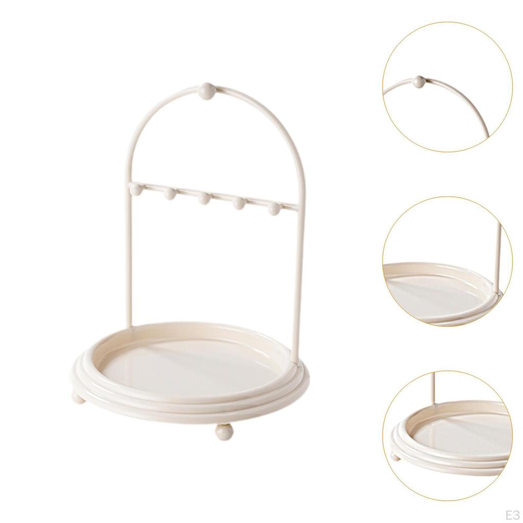 Jewelry Organizer Earring Necklace Display Holder Chic Showcase Countertop with Rings Tray