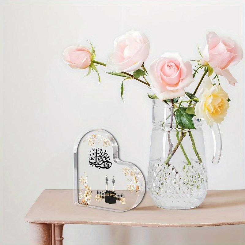 1 piece heart-shaped acrylic plaque - Perfect Islamic gift for Ramadan, Hajj and Eid celebrations