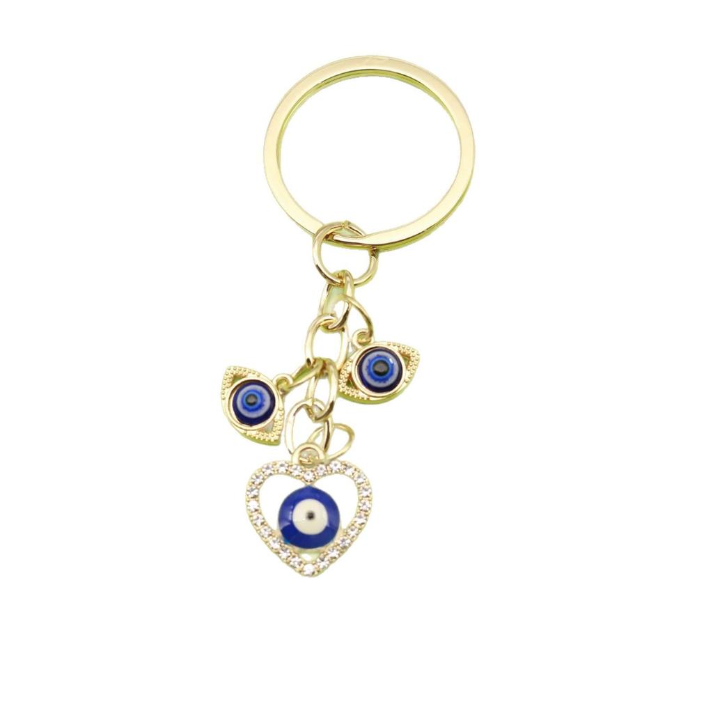 European Heart & Devil's Eye Pendant Keychain