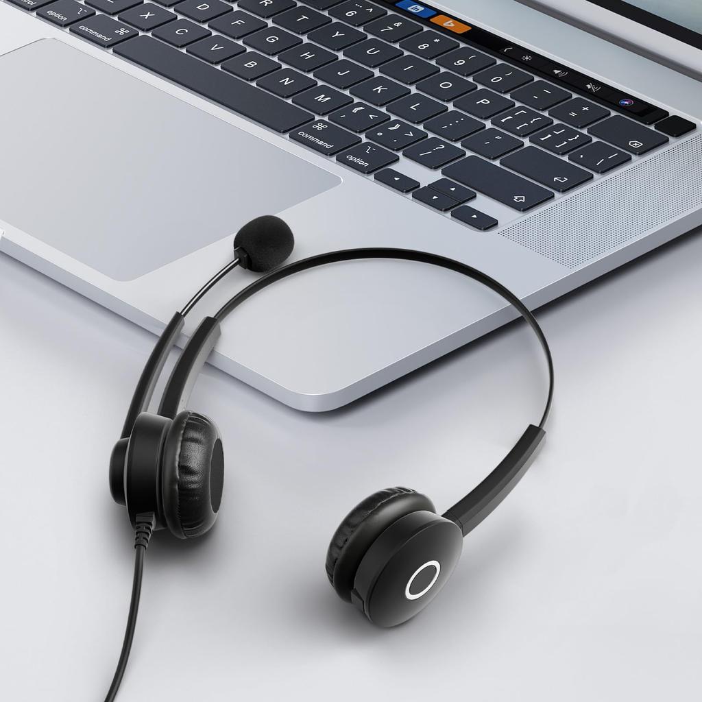 Wantek USB Dual Ear Suitable for Web Work from Remote Online Clear Compatible with No Ear Pain Invoice Headset, Type-C, Headphones, Wired,