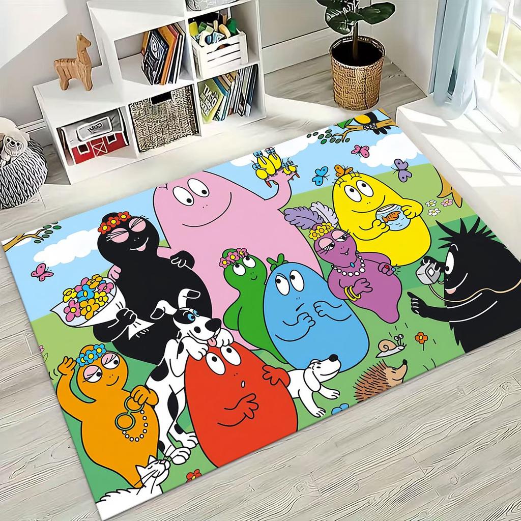 Cartoon Les Barbapapa Barbamama Family Rug for Bedroom Living Room Sofa Home Doormat Decor, Large Kids Play Non-slip Floor Mat