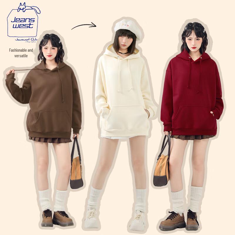 JEANSWEST CLUB Women's Fleece Lined Hooded Sweatshirt