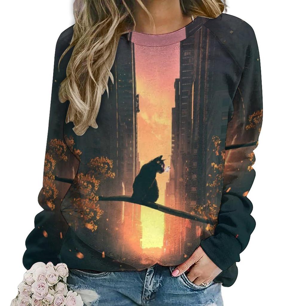 Cute Cat Floral Sweatshirts Flower 3D Print Women New O-Neck Hoodies Casual Streetwear Pullovers Harajuku Top Woman Clothing