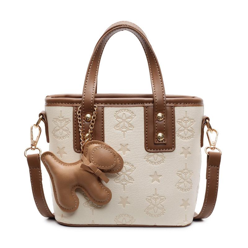 Hot-selling Korean Version of High-end Embossed Fashion Portable Bucket Bag Casual Versatile Commuter Temperament Messenger Bag Woman