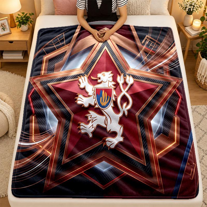 Flannel BlanketCzech Republic Football Warm Soft Throw Blanket for Indoor Sofa Bed Living Room Use
