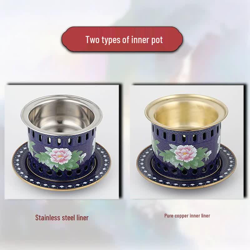 Qiuqiao Single-Person Enamel Cloisonné Copper Hot Pot & Grill