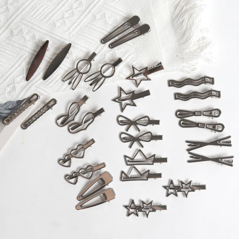28Pcs/Set Y2K Silver Color Hairpins for Women Girls Star Hair Clip Multiple Styles Seamless Duckbill Clip Girls Hair Accessoires