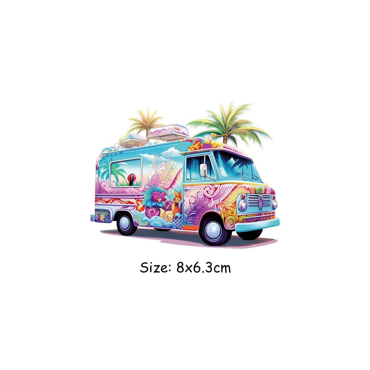 

Летние нашивки с автомобилями на одежде, крутые летние вибрации, шляпа «сделай сам», сумка для одежды, наклейки для одежды, теплопередача, Parches Ropa, одежда с аппликацией