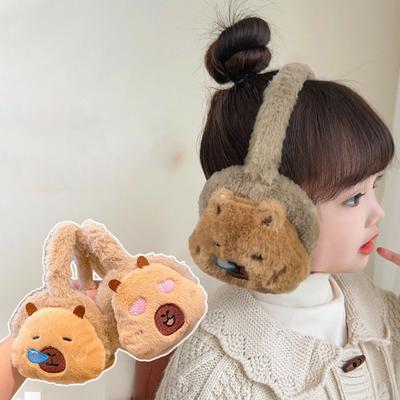 New Capybara Ear Warm Earmuffs Windproof Ear Cap Cute Knited Ear Cover Warmth Soft Cartoon Winter Earflaps for Kids