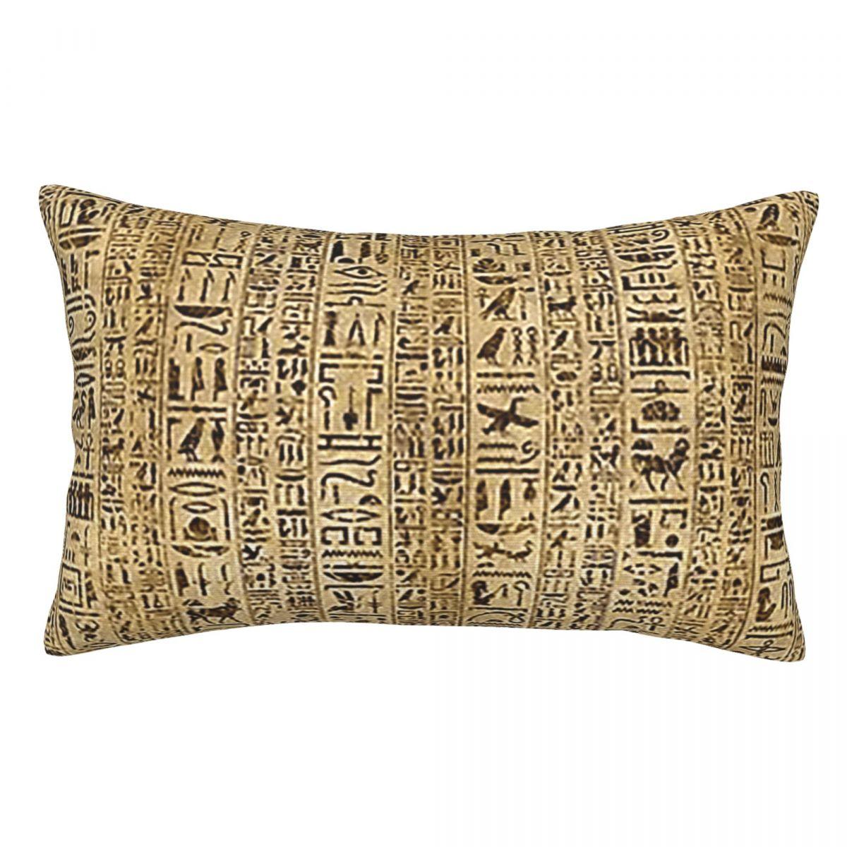 Egyptische Hiërogliefen En Godheden Rechthoekige Kussensloop Kussenhoes Decoratief Slaapkamer Bed Huis Comfort Sierkussen 60x40cm beige