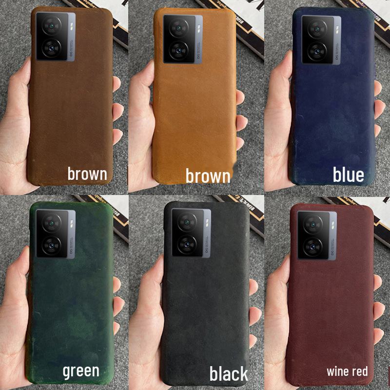 

Получехол из кожи Crazy Horse для iQOO Z8 - Высококачественный защитный чехол для iQOO Z8X iQOO Z7 вино красного