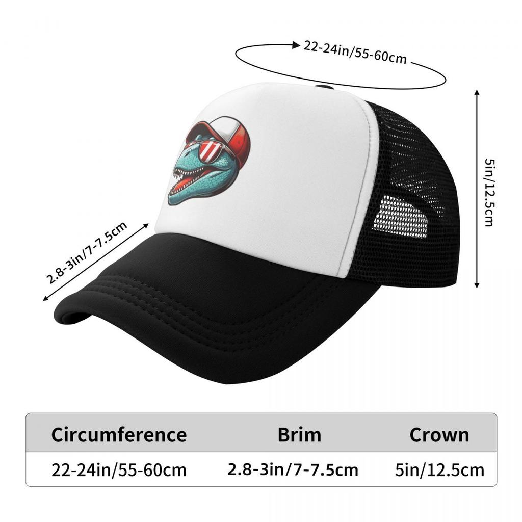 Cool Happy Dinosaur Funny Anime Camping Mesh Baseball Caps For Womens Unisex Male Beach Sun Hat Hip Hop Trucker Cap