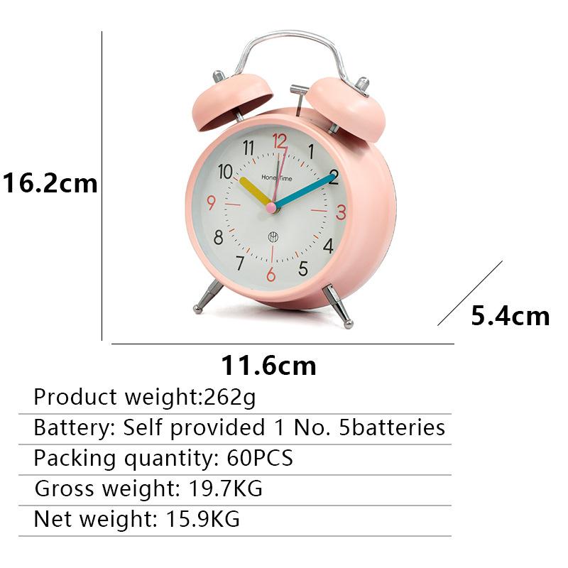 New Bell Alarm Clock for Junior High School Students Learning Home Desktop Classic Simple Metal Bell Alarm Clock