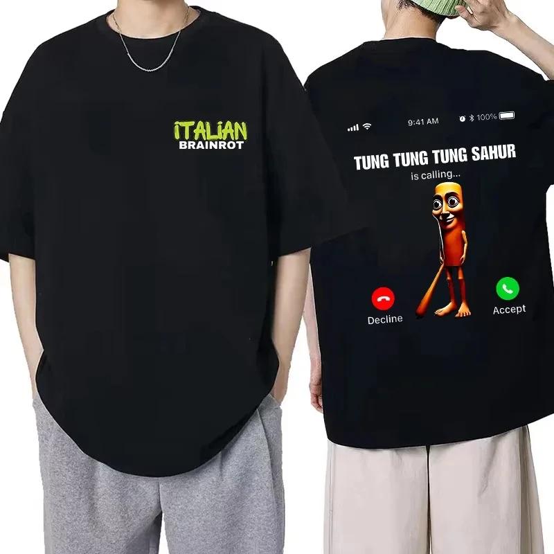 Tralalero Tralala Funny Italian Brainrot Meme Print Cotton Tshirt Summer Men Women Short Sleeve Tees Casual Sports Oversized Top