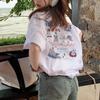 2025 Summer 100% Cotton Casual Oversized T Shirt Women's Streetwear Harajuku Funny Cartoon Short Sleeve T-shirts Women Black White Y2k Tops