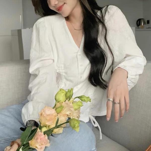 Women's Chic Design Sense Long-sleeved Temperament Shirt with A Slim Casual Shirt