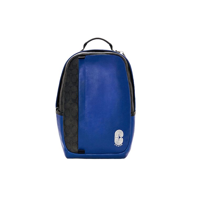 Coach Edge 30 Color Block Coated Canvas And Calfskin Backpack Men Backpacks Black Blue C1313-QBS7B