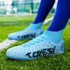 Football Shoes 31-48 Men's High-top Football Boots Large Size Long Nails Leather Boys Soccer Shoes