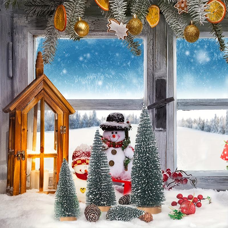 15pcs/bag Artificial Bottle Brush Tree Mini Sisal Snow Frost Trees Christmas Tree