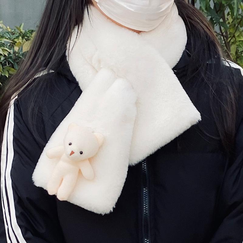Adult Autumn Winter Korean Cute Cartoon Bear Plush Scarf Winter Warm Thick Versatile Neck Warmer