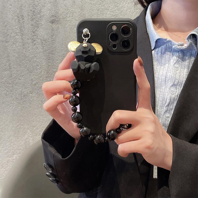 Apple Phone Case Is Suitable For Iphone16/15/14/Xr/Xmax Solid Color All-Inclusive Straight Edge Bracelet Personality