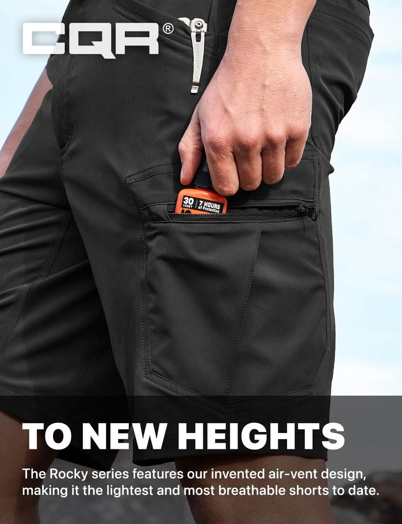 CQR Cargo Taktiska Löst Sittande Sommar Arbetskläder Herrshorts, Andningsbara, Svettabsorberande, Snabbtorkande, Lättviktiga, Passform, Byxor, Vandring, Camping,