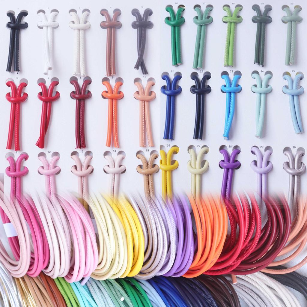 PU Leather Round Handle Strap with Lock Edge Stitching - DIY Traction Weaving Ornament E18