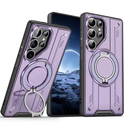 360° Metallringstativ Magnetiskt Fodral för Samsung Galaxy S25 S24 S23 S22 Ultra Plus Magsafe Trådlös Laddning Pansar Stötsäkert Skydd