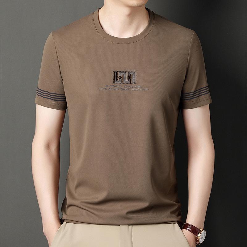 

Новая летняя мужская футболка с короткими рукавами, пуловер с круглым вырезом, быстросохнущая, дышащая, модная и повседневная