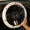 Wheel Cover with Cute Bow, Car Interior Decoration, Warm and Fleece-Lined, Sweat-Absorbent, Non-Slip, Round-Shaped Steering Wheel Cover for Women