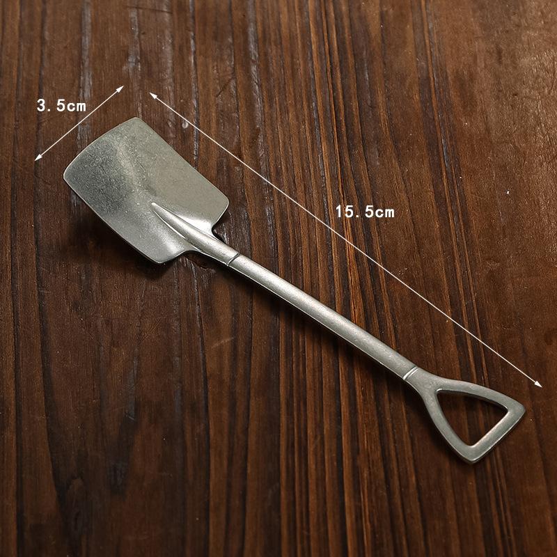 

Vintage Stainless Steel Shovel Spoons Creative Household Tea Spoon Coffee Spoon for Ice Cream Dessert Tableware Kitchen Tools