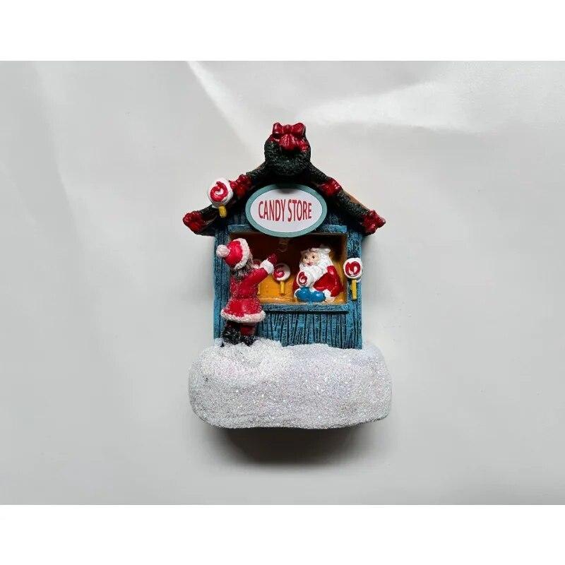 Naujas Kalėdų dervos mažas namas Kalėdų Senelio parduotuvė Mikro kraštovaizdžio dervos papuošalai Kalėdų papuošalai Dovanos