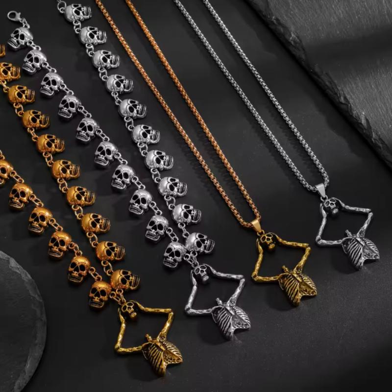 1 Personalized Creative Skull Necklace, Men's and Women's Gothic  Trend Accessory Jewelry